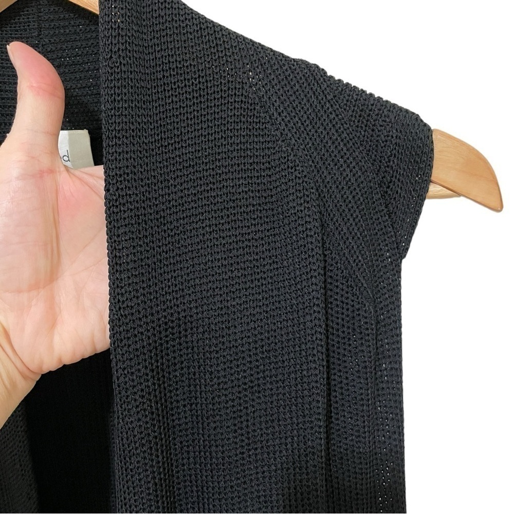Aritzia Long-line Woven Black Open Front Sweater, M - Picture 8 of 16